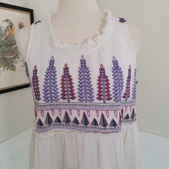 RAGA Panama Cotton Embroidered Tiered Halter Maxi Dress Size Medium - Picture 3 of 12